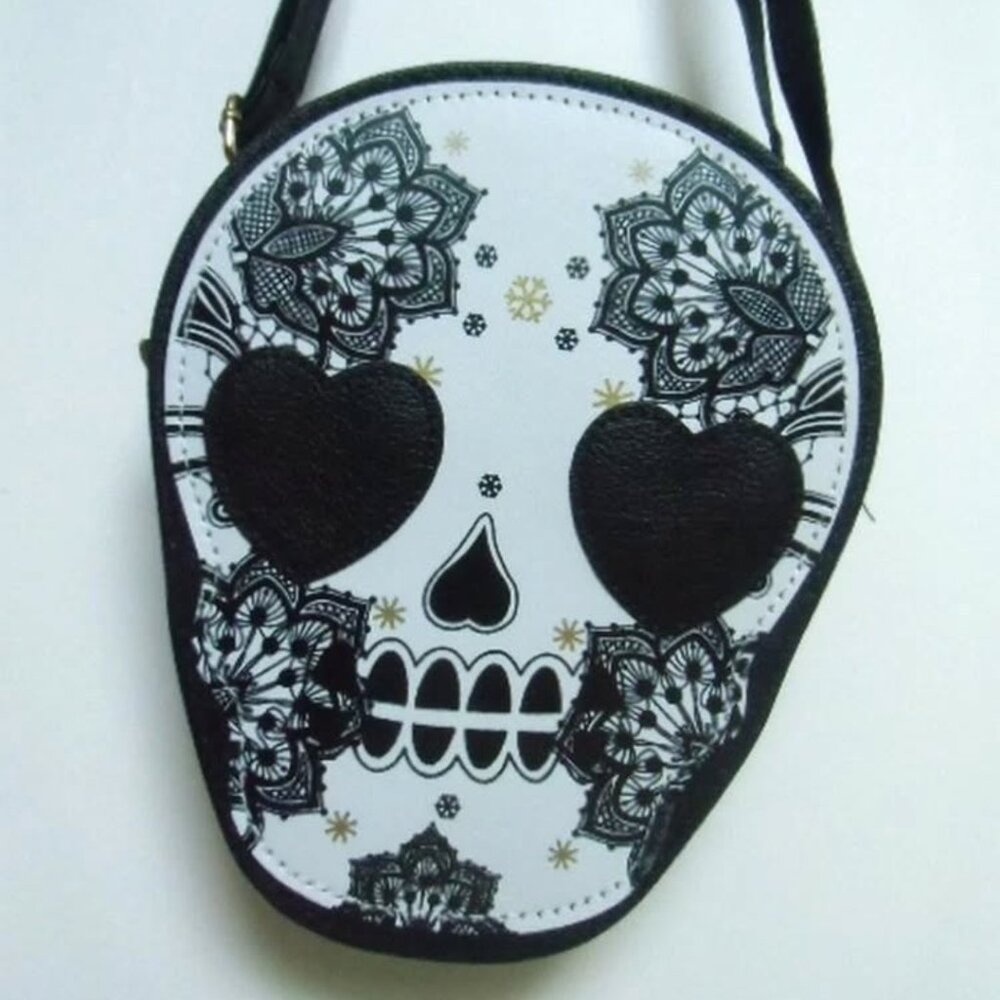 New Sugar Skull Day of the Dead Halloween Purse Crossbody Shoulder Bag Skeleton